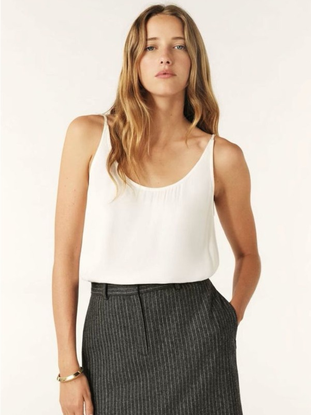 ba&sh NWT Figue White Silk-Cami Tank Top